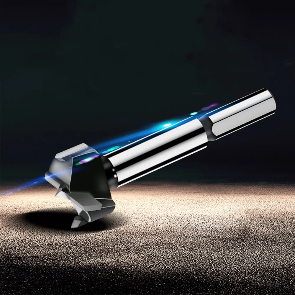 1Pc 12mm-53mm Woodworking Hole Cutter Triangle Shank Round Hole Drill Bit Drilling Hinge Carbide Drill Bits Woodworking Hole Saw