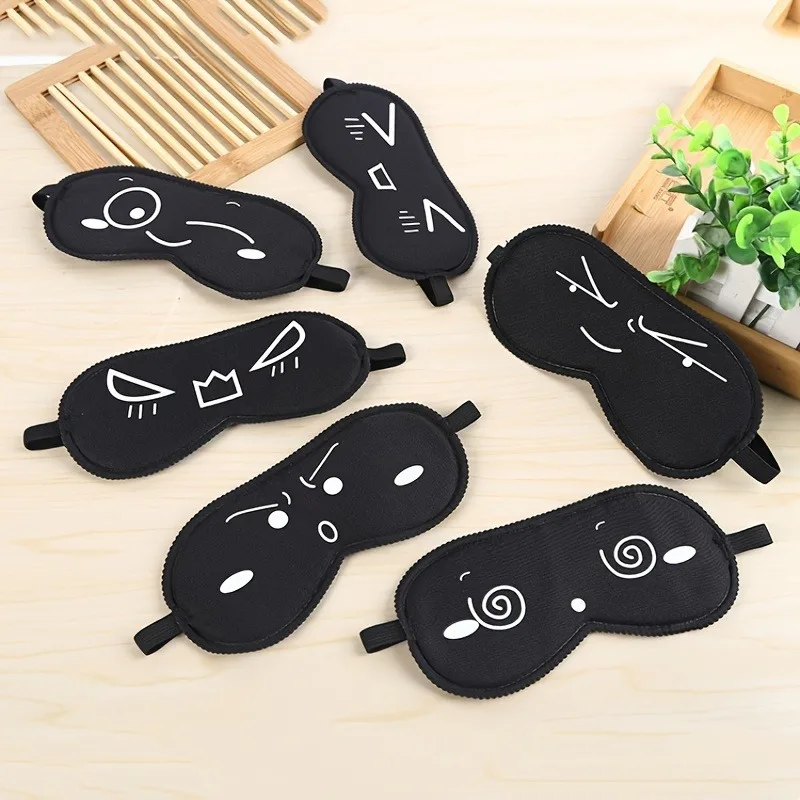 

1 cartoon style random expression sleep blindfold soft blackout blindfold creative personality funny blindfold, nap, essential for sleep, adjustable