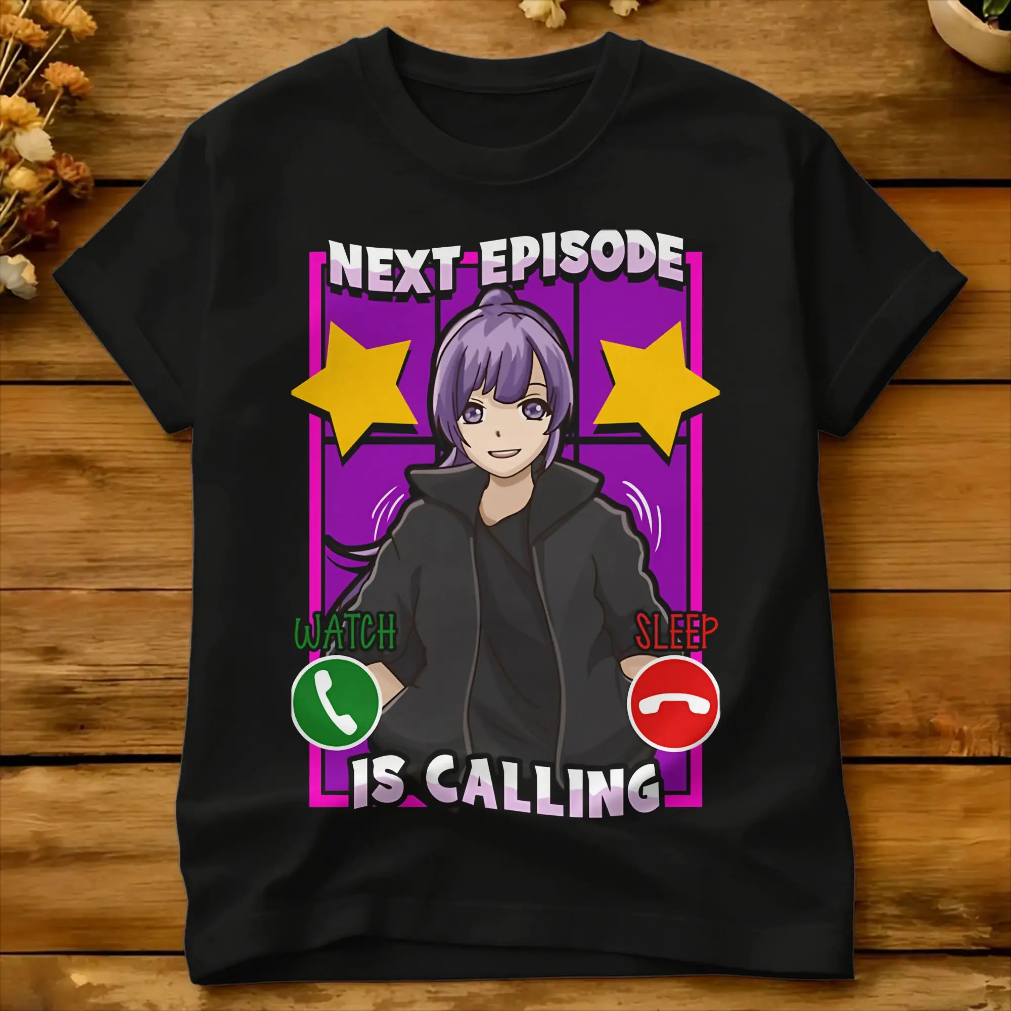 Streetwear T-Shirt Anime Next Episode Is Calling Sleep Can Wait  100% Cotton T Shirts Call of the Night Tshirt for Man Tops