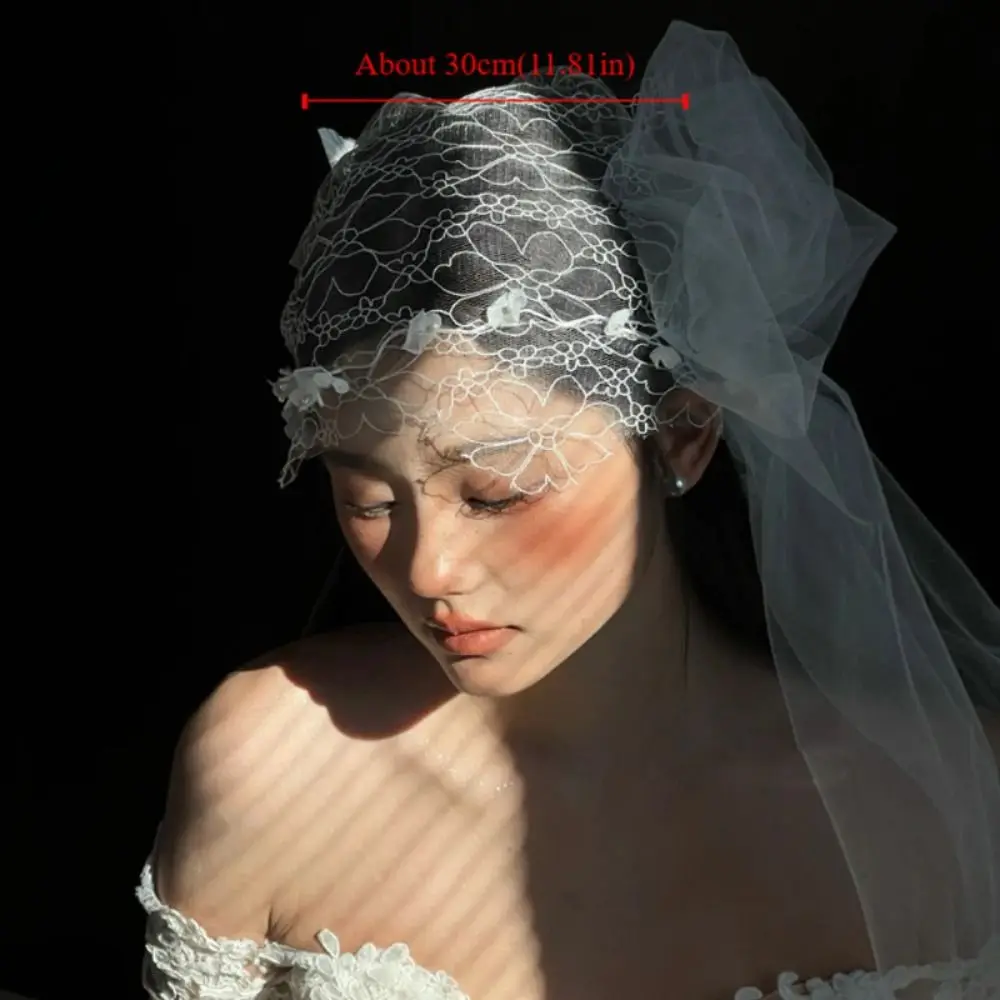 New Retro Bridal Headdress Luxury Elegant Bridal Lace Floral Hat Banquet French Style Wedding Headband Hair Jewelry image 6