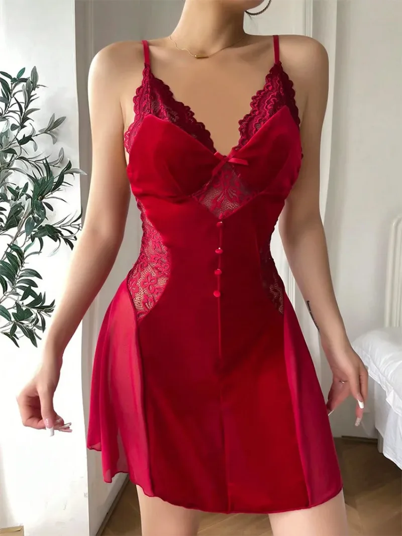 FANAN Sexy Velvet Mesh Splicing Sling V-neck Fit and Flare Dress Elegant Pure Colour Temperament Girl Dew Shoulder Dresses New