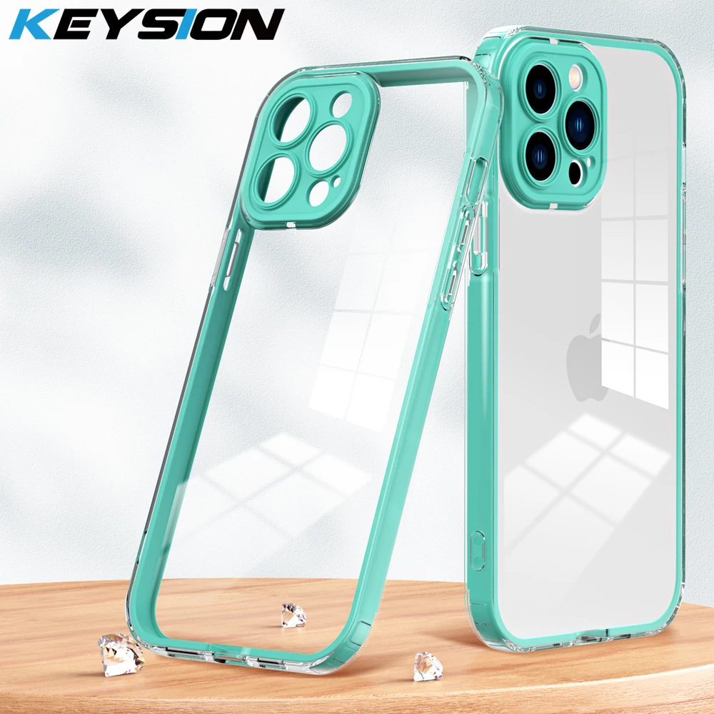 

KEYSION Shockproof Clear Case for iPhone 14 Pro Max 14 Plus Transparent TPU+PC 2 in 1 Phone Back Cover for iPhone 13 12 Pro Max