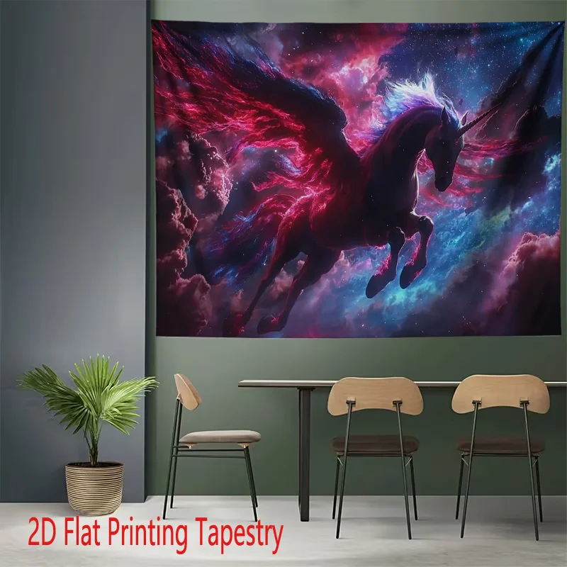 Large Cosmic Unicorn Tapestry Wall Hanging Galaxy Nebula Space Fantasy Art Bohemian Home Decor Room Decoration