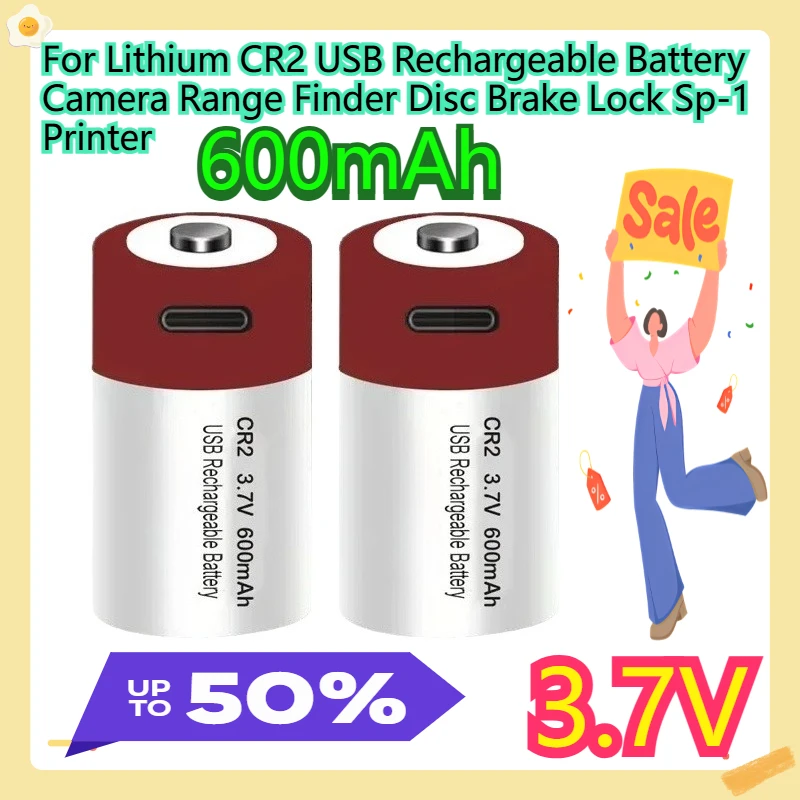 For Lithium CR2 USB Rechargeable Battery Camera Range Finder Disc Brake Lock Sp-1 Printer 3.7V