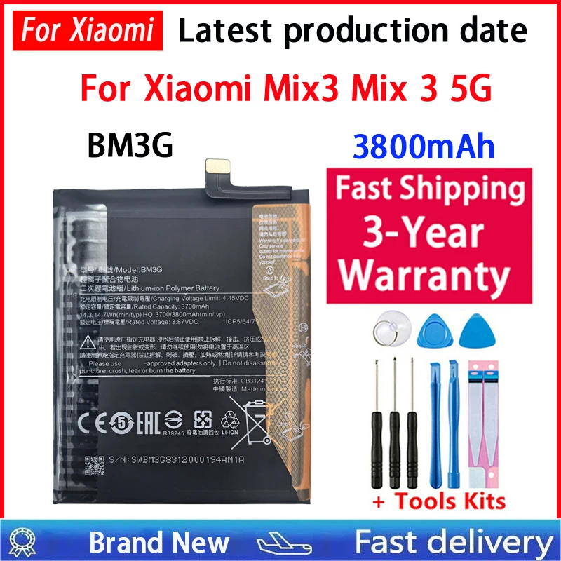 BM3G 3700mAh Replacement Battery for Xiaomi Mix3 Mix 3 5G Portable Mobile Phone Batteries + Track Code