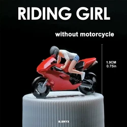 Kicarmod 1/64 Scale Model Figurine Motorcycle Riding Girl Figure in Scale Diecast Model Car Collectible (excluding motorcycles)