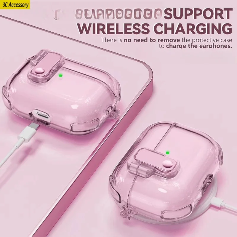 جديد 【2 في 1】غطاء حافظة AirPods Pro 2nd/1st Gen (2023/2022/2019) مع مجموعة أدوات تنظيف حافظة منبثقة أوتوماتيكية لأجهزة Air Pods 4