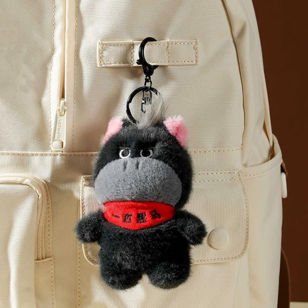

Cute Design Cartoon Horse Stuffed Keychain Stuffed Keyring Pony Pendant Soft Black Simulation Horse Keychain Birthday Gift