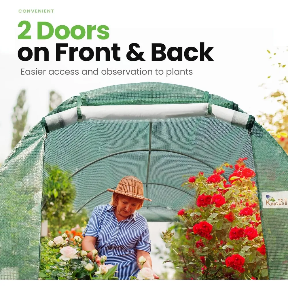 Grande serra walk-in per esterni in acciaio zincato resistente, 10x6,6x6,6FT, porta in rete, finestra dello schermo, qualità premium