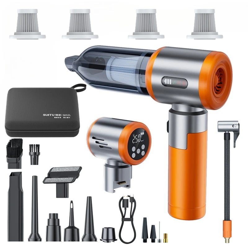 SUITU 2-in-1 Wireless Handheld Vacuum Cleaner And Tire Inflator Portable Multifunctional Air Pump for Car Bike Ball HouseholdUse