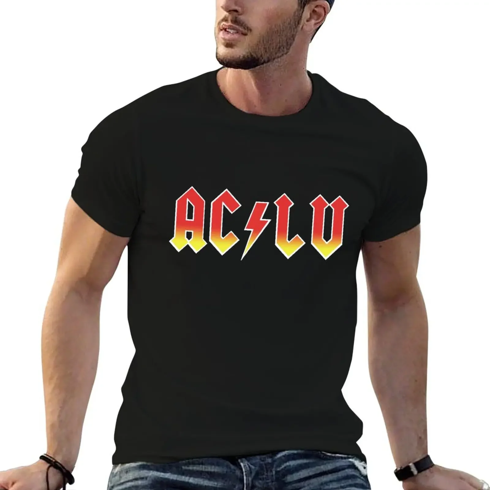 AC-LU ( Aclu / DC ) T-Shirt man clothes cute tops rapper graphic tees mens clothing