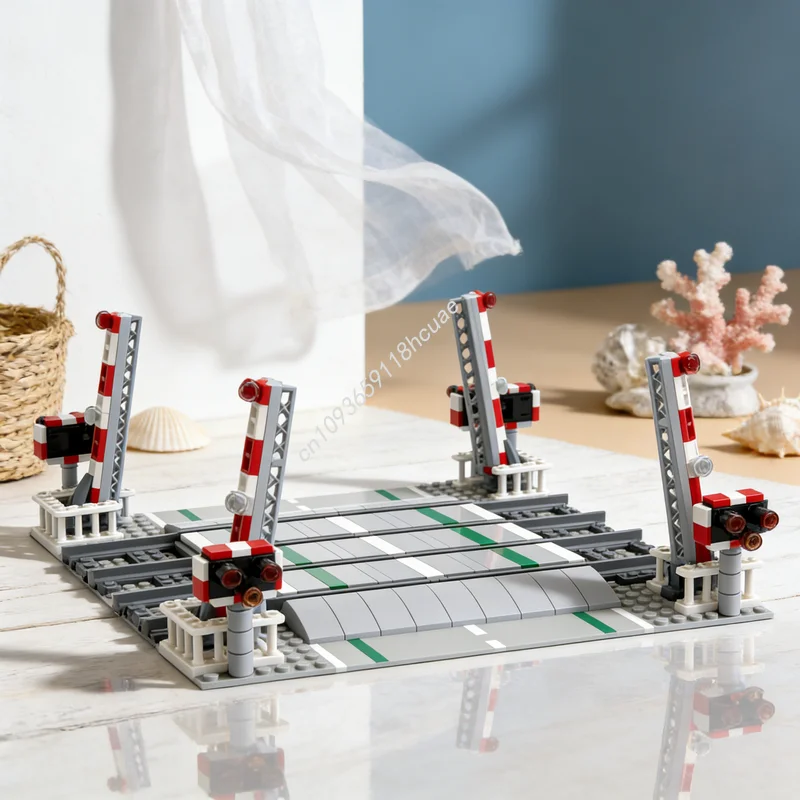 

372pcs MOC Train UK Double Track Full Barrier Level Model Toys Building Blocks DIY Construction Creative Christmas Gifts Idea