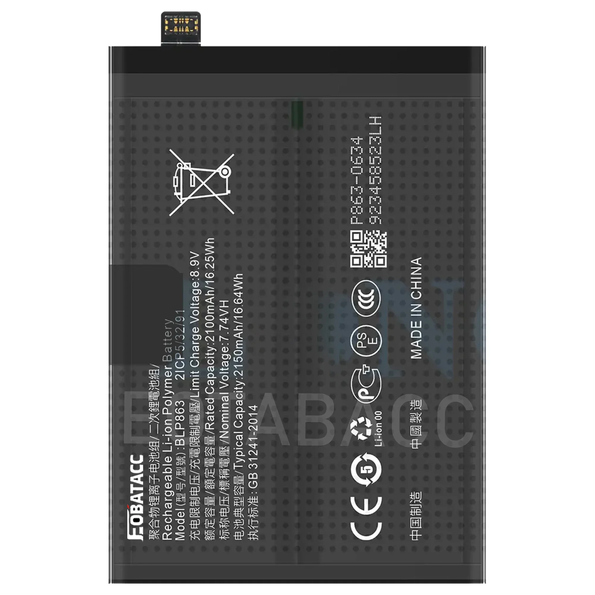 2025 Years EOBATACC 100% New Battery BLP863 For OPPO Reno 6 5G Battery +Free Tools - Image 4