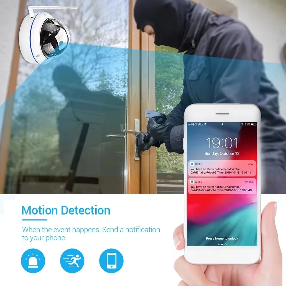 Cámara de detección de movimiento HD 1080P para exteriores, minicámara de seguridad con Wifi, alerta de visión nocturna a Color, impermeable, a prueba de vandalismo