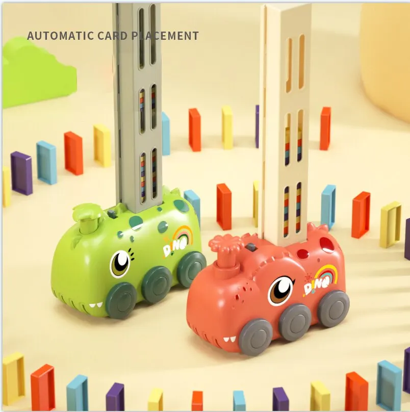 Dominos kleiner Dinosaurier zug Domino früh kindliche Bildung für Kinder Intelligenz Baustein Montage automatische Lizenz