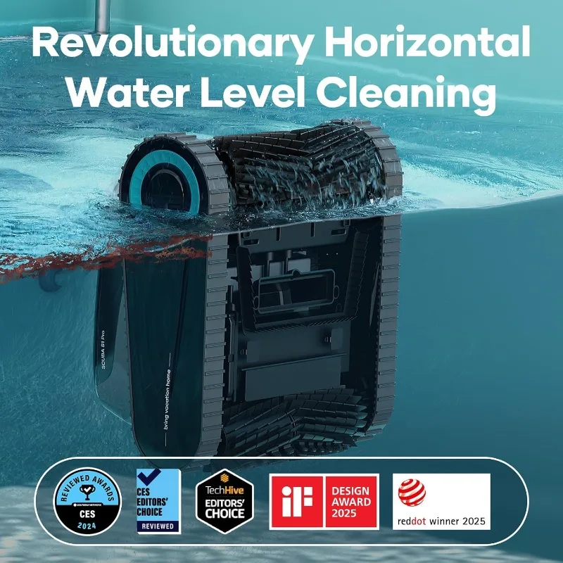 2025 Upgraded AIPER Scuba S1 Pro Cordless Robotic Pool Cleaner, Horizontal Waterline Cleaning, 360° Particle Filtration