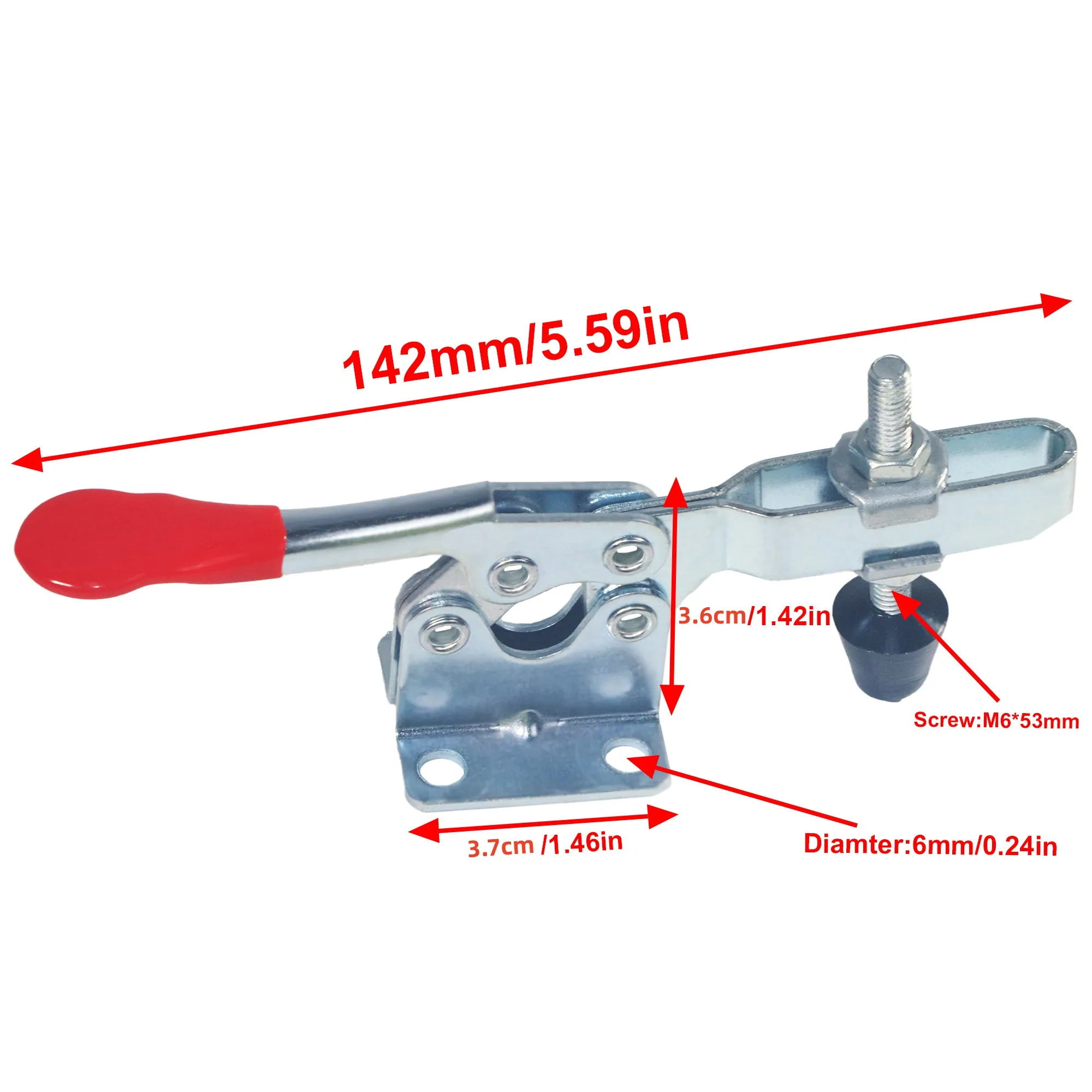 4PC GH-201B Toggle Horizontal Clamp 100kg Antislip Red Horizontal Clamp Quick Release Tool Hand Tools For Workbench DIY