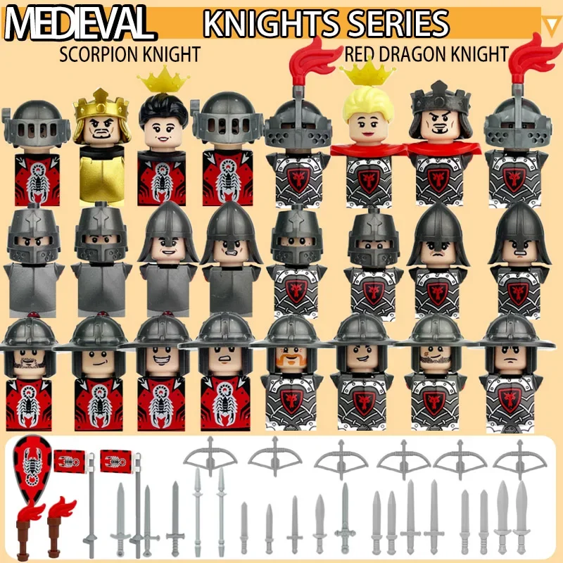 Crusader Templar Knights Roman Warriors Middle Ages Europe Medieval Military Figures Building Blocks Castle King Legion Set