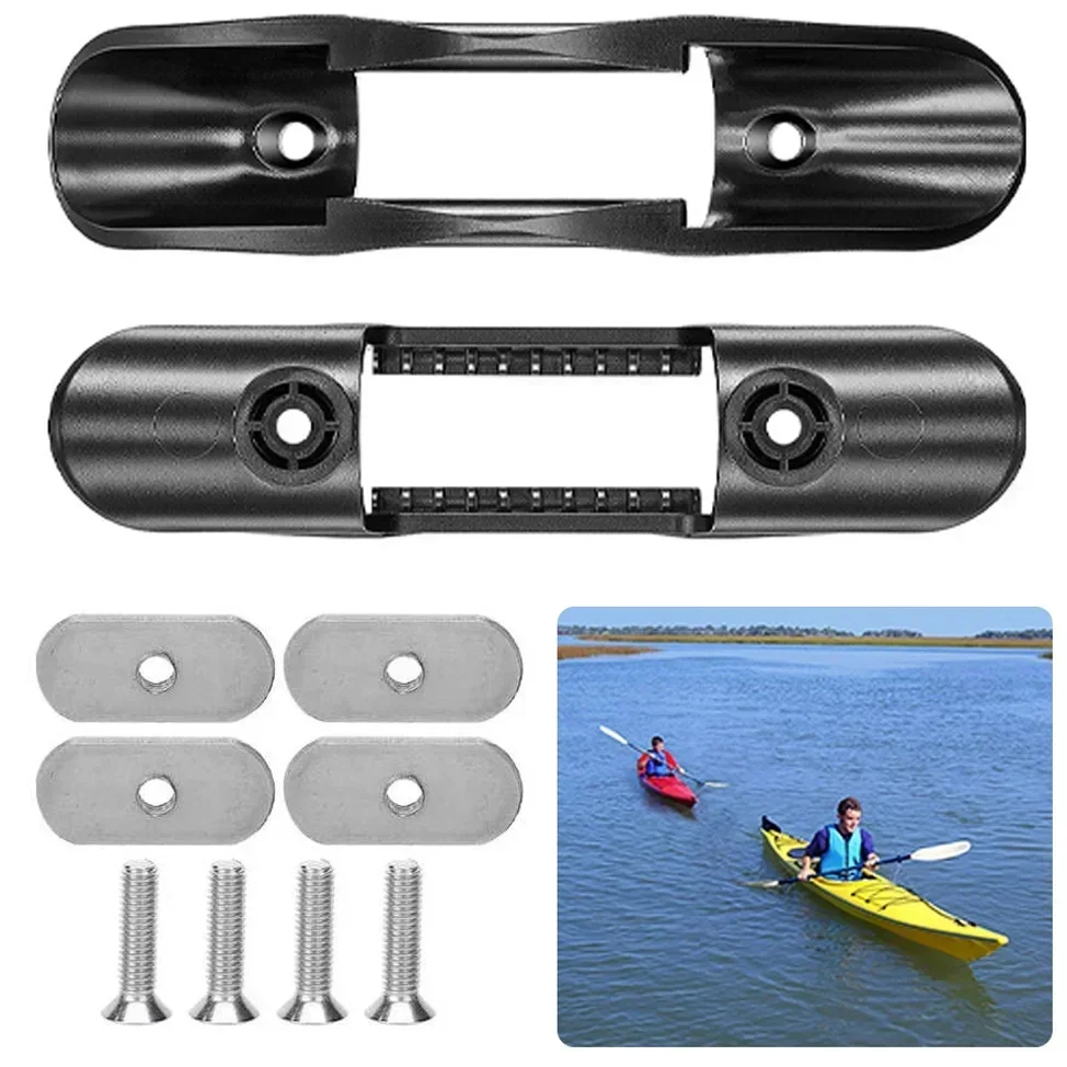 2Pcs Black Plastic Kayaking Canoe Paddle Clip Holders Yacht Fishing Boat Oars Deck Mounted Holder Paddle Keeper with Screws Nuts