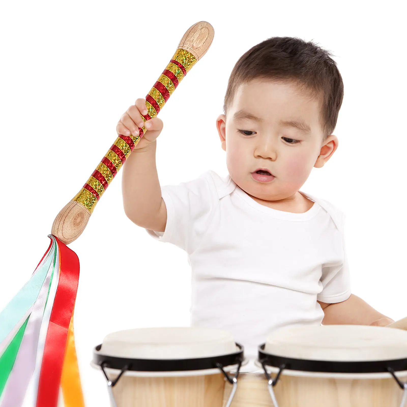 2Pcs Wooden Drumsticks Hardwood Drum Sticks for Adults Grip Balanced Weight Dandiya Drumming