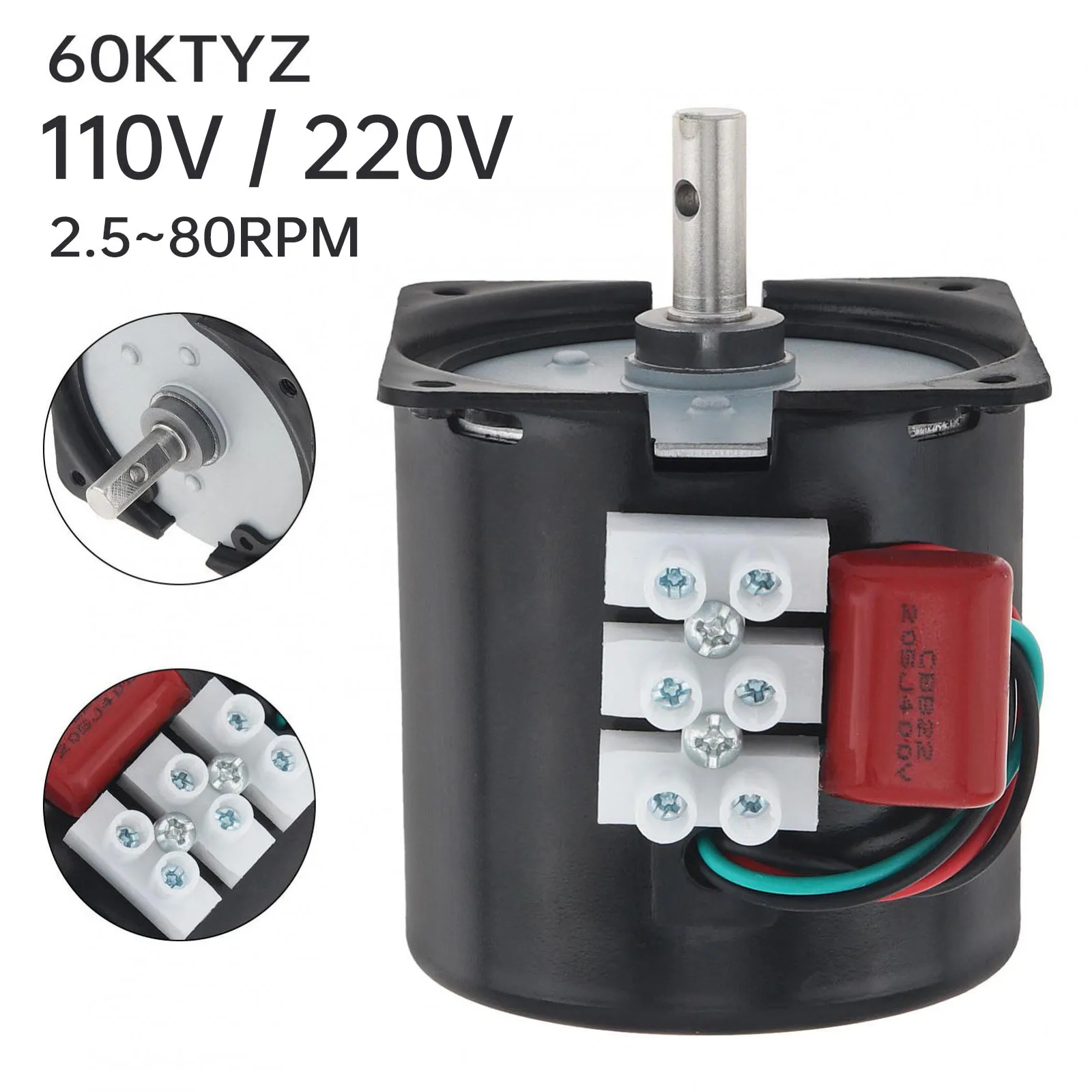 Motor de engranaje síncrono 60KTYZ AC 110V 2,5-80RPM CW/CCW motores eléctricos de CC de imán permanente de alto par, Motor síncrono 60KTYZ