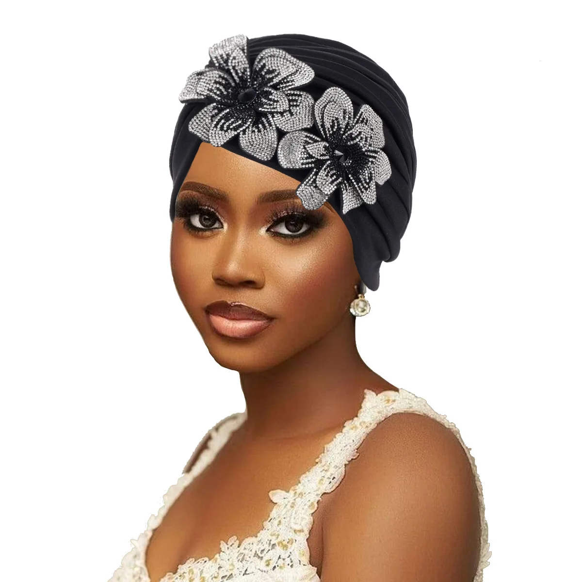 

Новый плиссированный тюрбан с африканским цветком, шапочка с цветочным принтом, химиотерапевтическая шапка, предварительно завязанная эластичная повязка на голову, индийская шляпа, женская бандана, головной убор, тюрбан