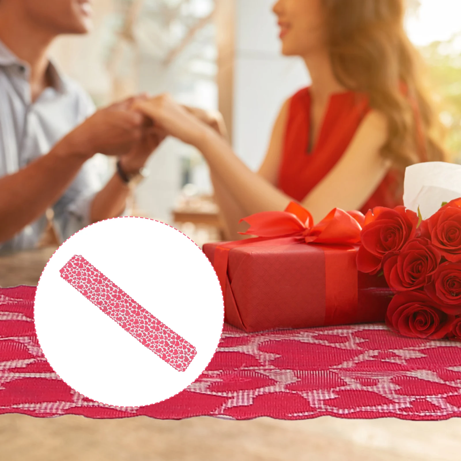 

Love Heart Table Runner Red Romantic Decor For Valentine'S Day Party Wedding Home Stain Resistant Design