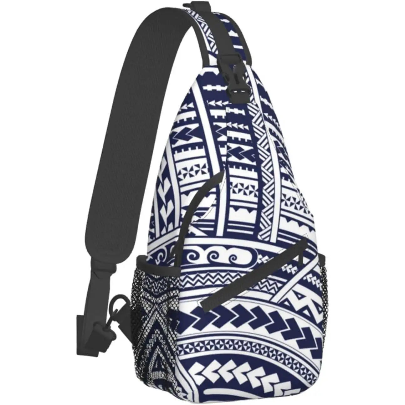 

Синий полинезийский рюкзак через плечо с принтом маори в этническом стиле, сумка через плечо, сумка через плечо для путешествий, пеших прогулок, тренажерного зала, тактического использования