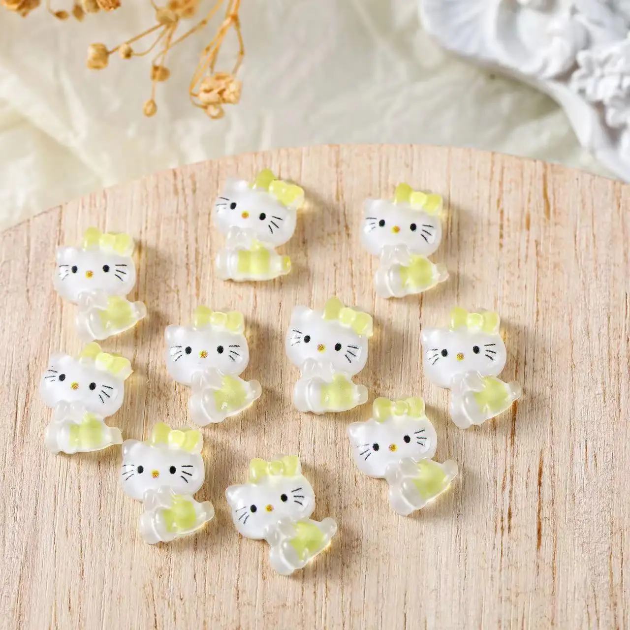 30pcs Colorful Resin Glitter Mini Crystal Cute Bowknot Cat Nail Flatback Rhinestone Appliques DIY Scrapbook Decor Accessories