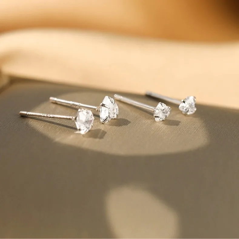 925 Sterling Silber 4/5/6mm Herz-Piercing-Ohrstecker für Frauen, Verlobung, eleganter, luxuriöser Qualitätsschmuck im Großhandel – Detail 4