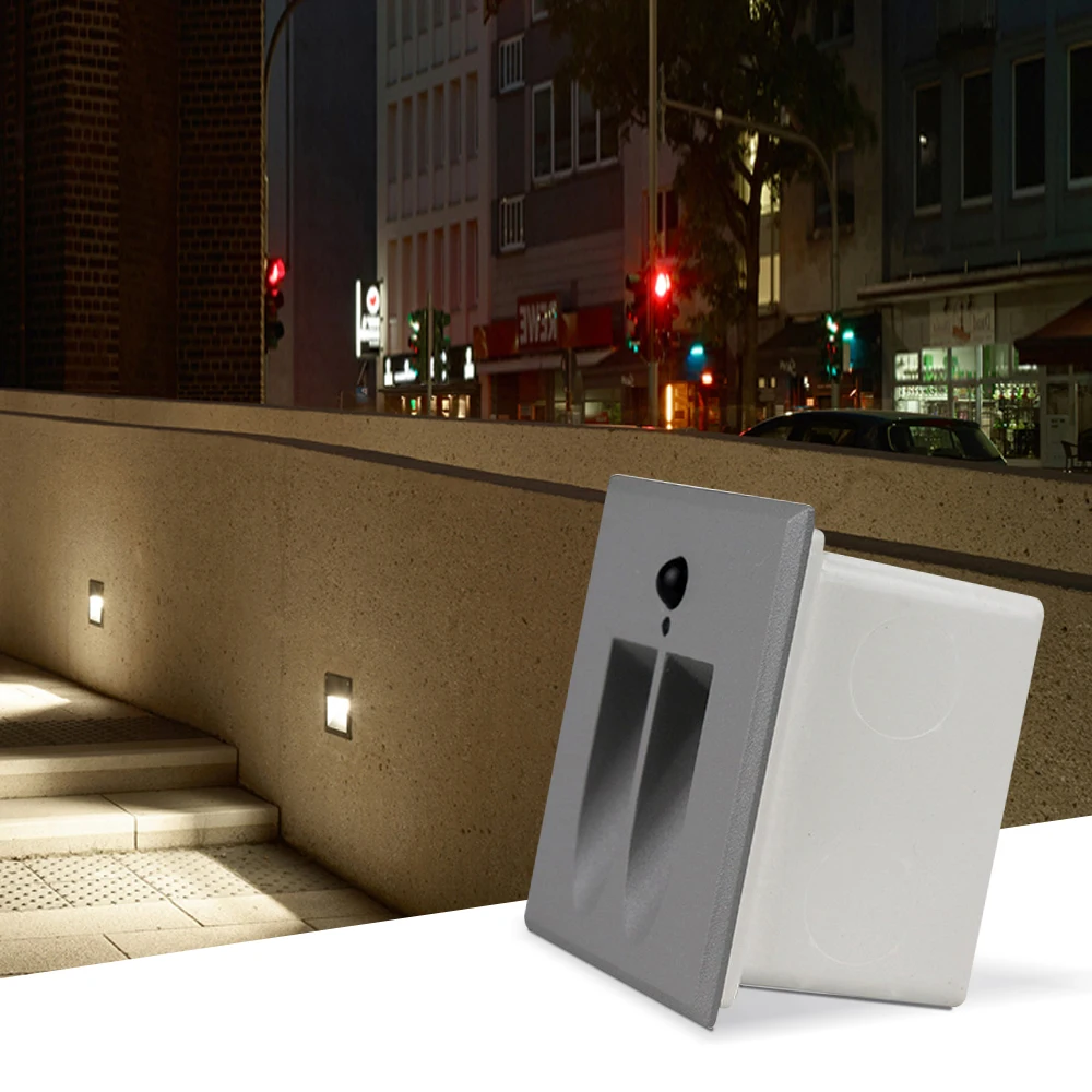 LED Recessed Nightlight Sensor Indoor Outdoor Intelligent Wall Lamps Professional Lighting Footlight Corridor Step Lights