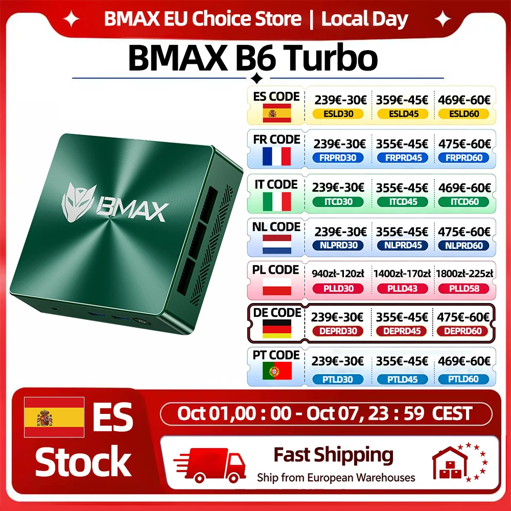 Mini PC BMAX B6 Turbo Intel Core I5 8257U Windows 11 16 GB de RAM 512 GB SSD HD…