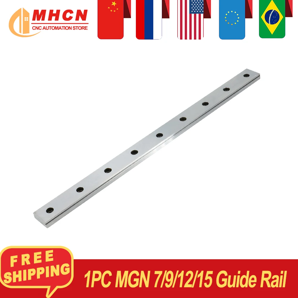 MHCN 1PC MGNR7 MGNR9 MGNR12 MGNR15 100-500mm Without Block Miniature Linear Rail Widening guide railFor CNC 3D Printer