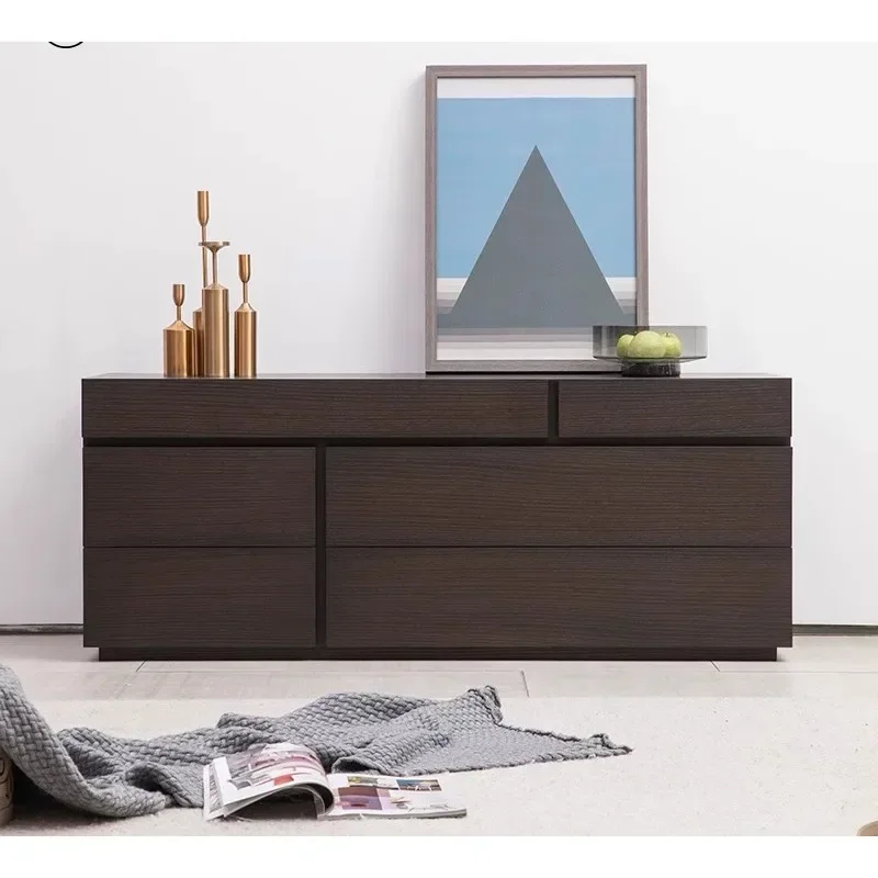

Italian light luxury smoky color simple modern bedroom chest, bedside cabinet