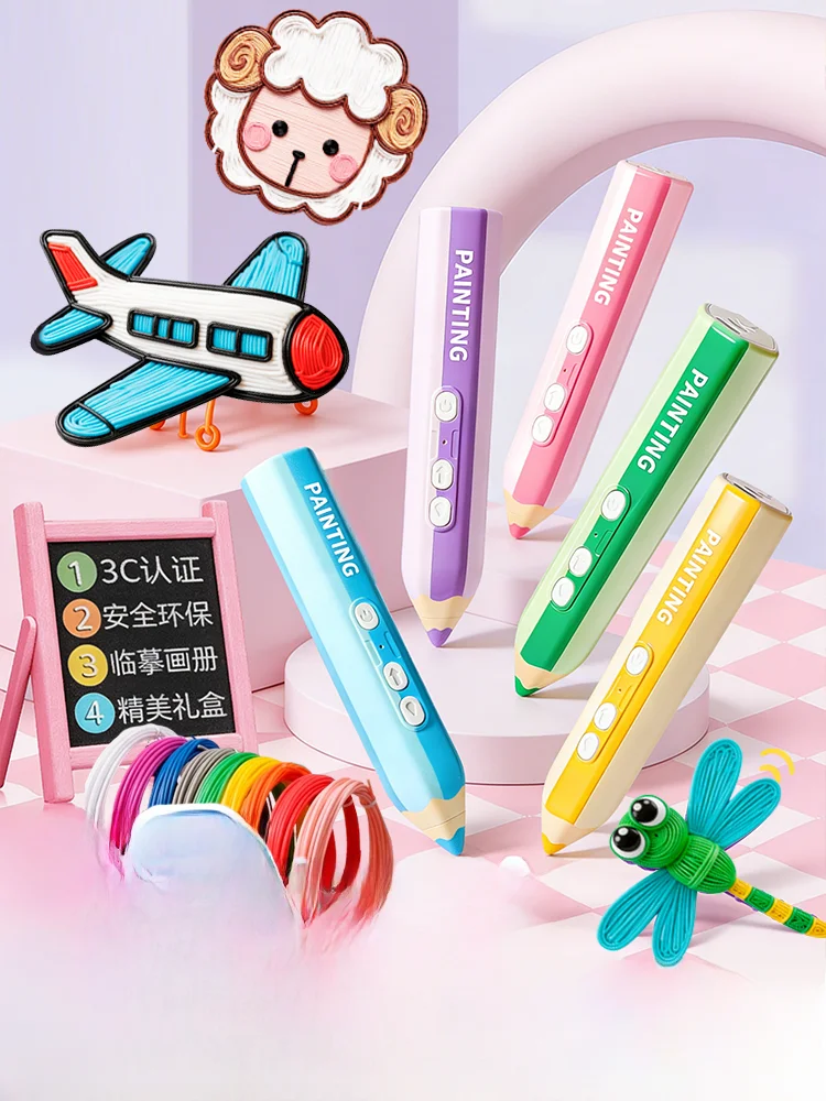 Glow-in-the-dark 3D Printing Pen Kids Version Girls Toy Three-dimensional Painting Pen Girls Birthday Gift Hot Melt Pen