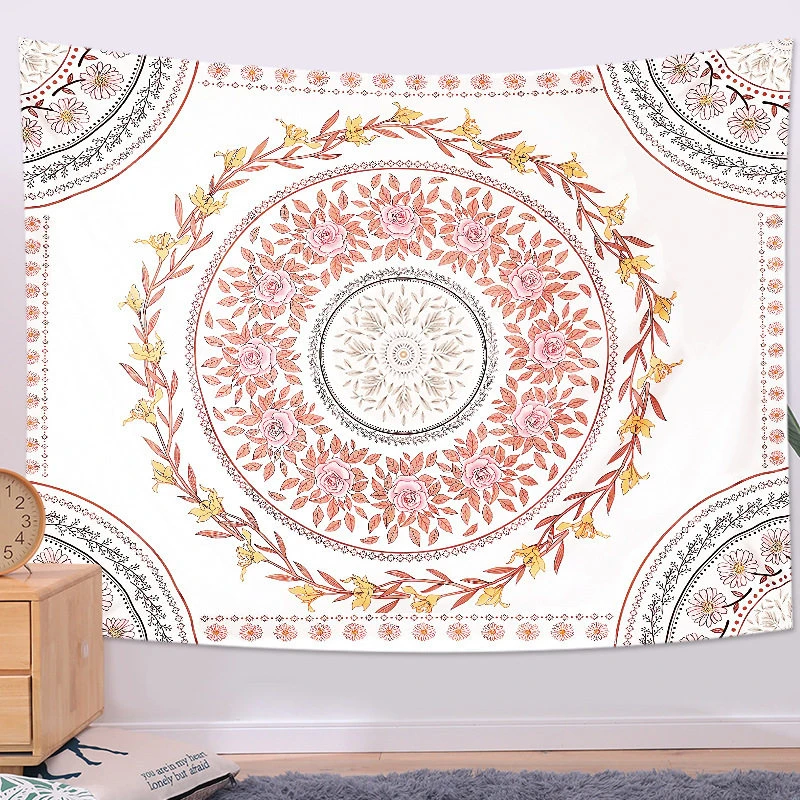 VIKAMA Golden Lotus Mandala Tapestry Wall Hanging, 6 Assorted Designs, Wall Art Decor for Bedroom Living Room