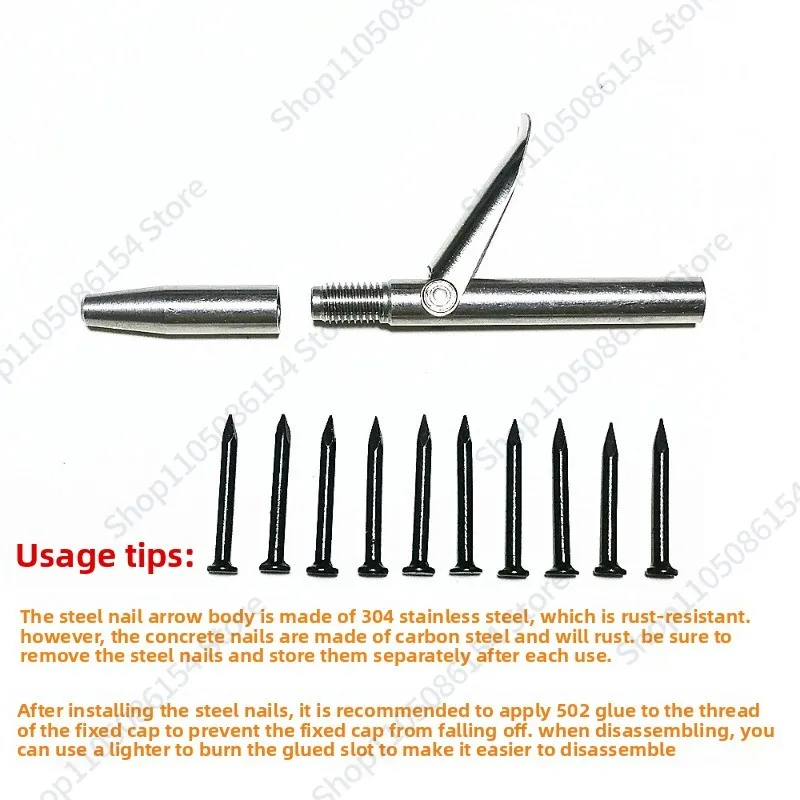 New diving fish gun arrow with barbed sheet replaceable steel nail harpoon head barbed head steel nail arrow M4