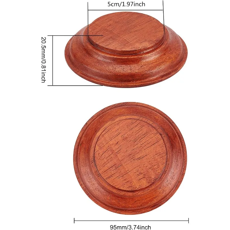 1pcs Nature Wood Display Base Round Orange Red Wooden Base 3.8x0.8 inch Wood Display Stand Wooden Pedestal for Figure Toy Model