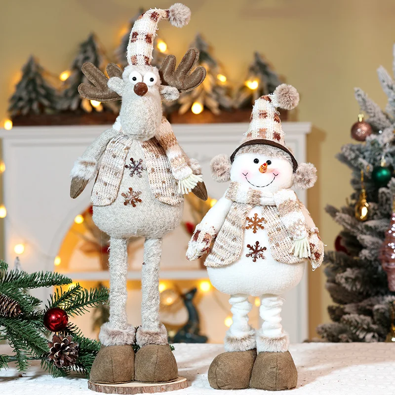 Christmas Snowman Telescopic Doll New Knitted Elk Doll Window Scene Christmas Decoration Merry Christma Gift Happy New Year