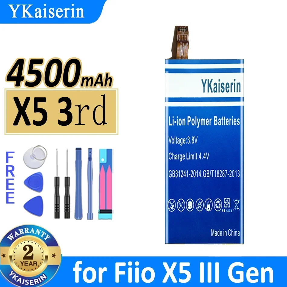 

Аккумулятор ykaisсеребрин 4500 мАч X5 3-го поколения для Fiio X5 III, аккумулятор для проигрывателя 3 поколения