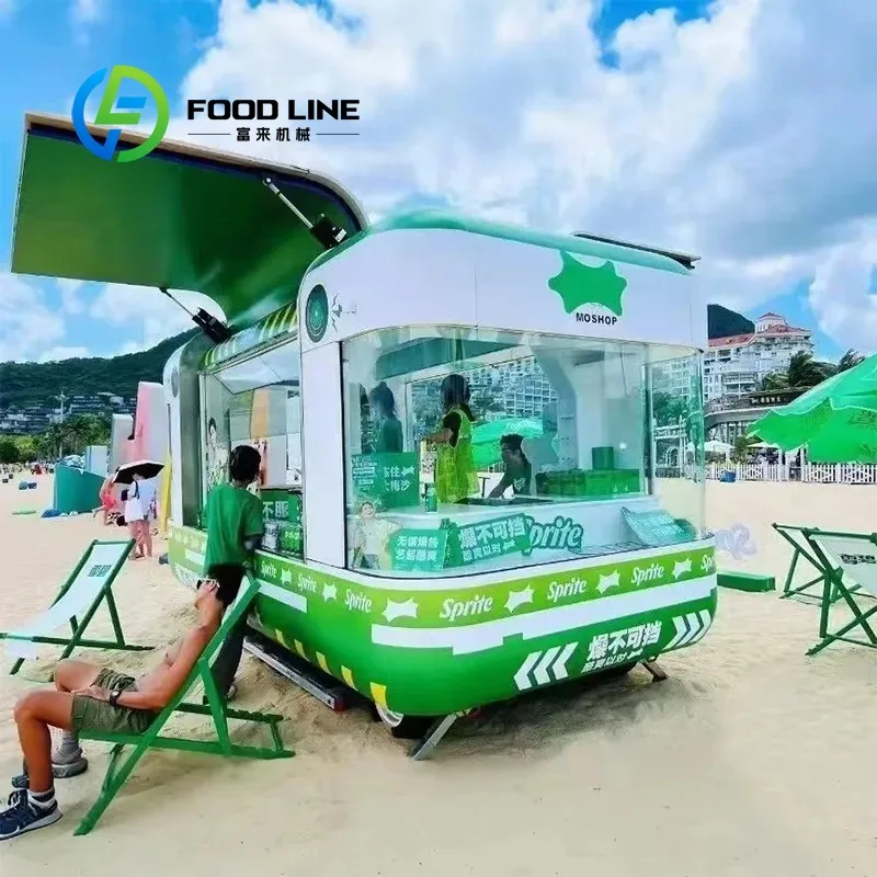 Customized Commercial Stainless Steel Mobile Kiosk Trailer Coffee Vending Machine for Snack Hotdogs Candies Ice Cream Fast Food