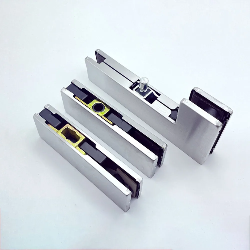 Glass door clamp, upper and lower clamp, frameless spring, glass door thickness 10-12mm, brushed texture, door hardware