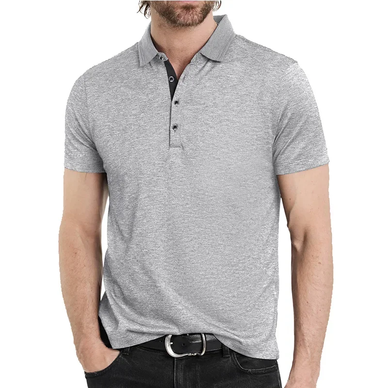 

Men's Business Casual Polo Short Sleeve T-shirt Summer Comfortable and Breathable Solid Top Tees Polo T Shirt for Men