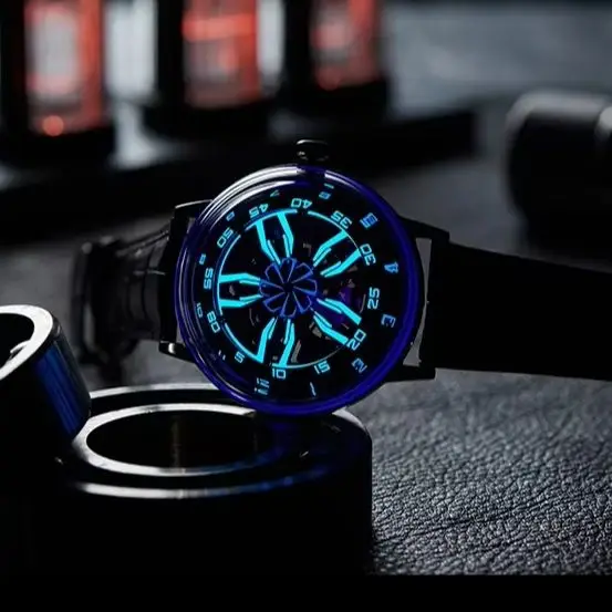

OBLVLO Men Automatic Watch 42MM Mechanical Wristwatch Luminous Waterproof Sapphire Mirror Rotatable Car Wheel Dial