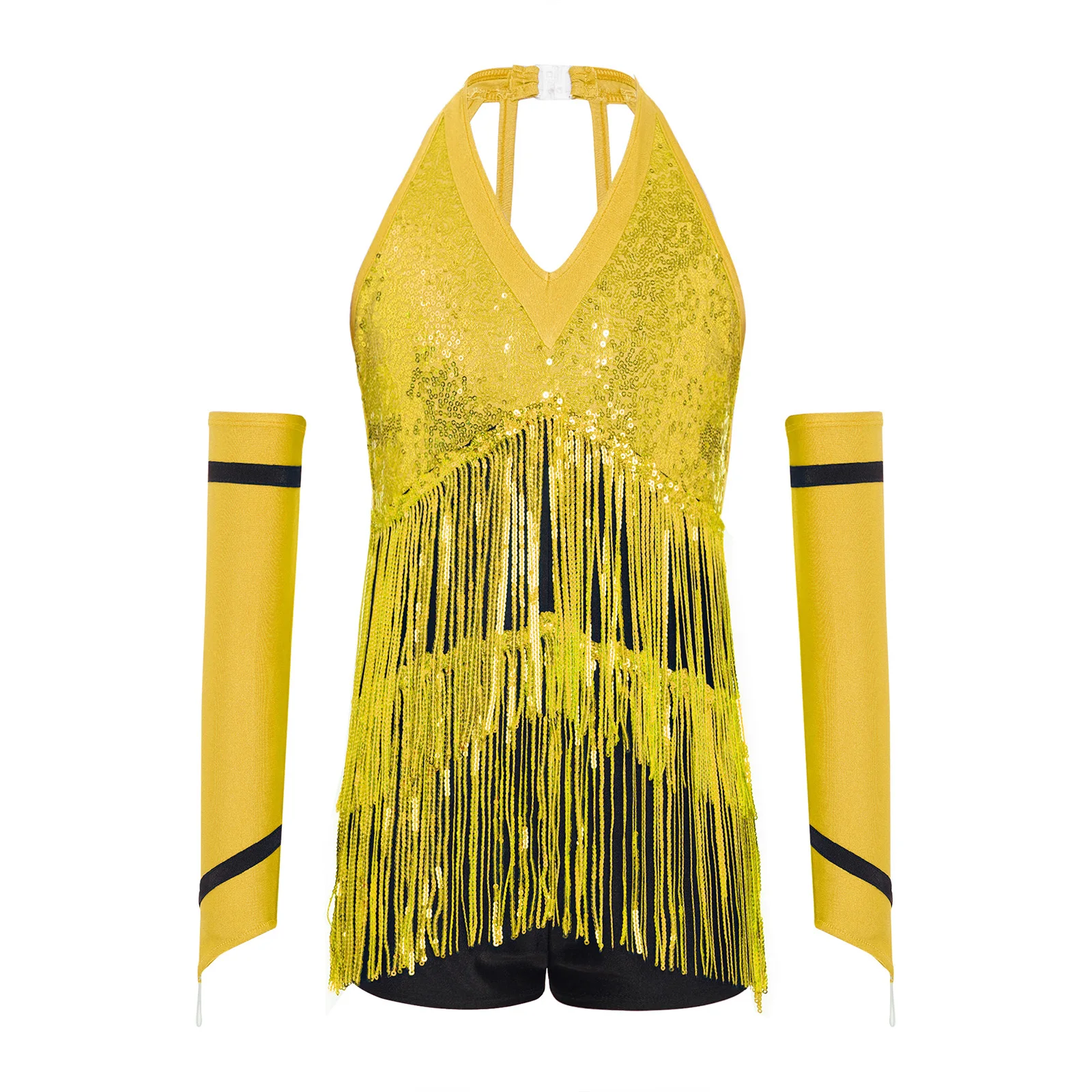 Dziecięcy strój gimnastyczny z frędzlami, do cha-cha, tanga, tańca latynoamerykańskiego, kombinezon z rękawiczkami, strój gimnastyczny, kombinezon do tańca jazzowego, na występy sceniczne.