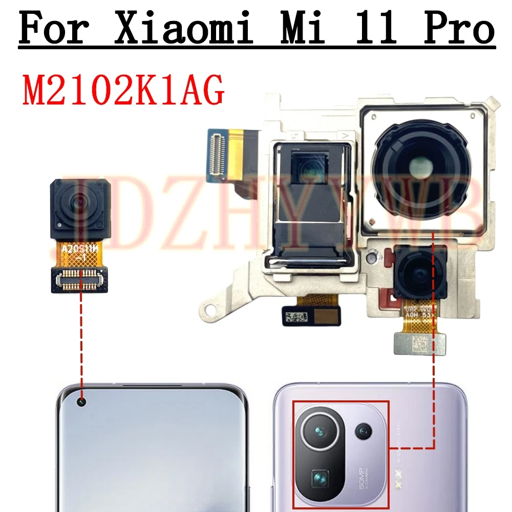 الكاميرا الأمامية والخلفية لشاومي Mi 11 Pro Mi11Pro أمامي Selfie واسع الرئيسي الخلفي التي تواجه وحدة الكاميرا أجزاء الكابلات المرنة #6