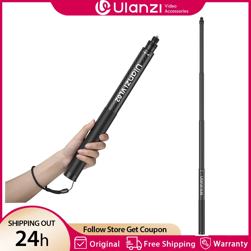 Ulanzi VL02 2.7m Carbon Fiber Selfie Stick Extendable Monopod for Gopro Insta 360 DJI Action Camera Mobile Phone with 1/4