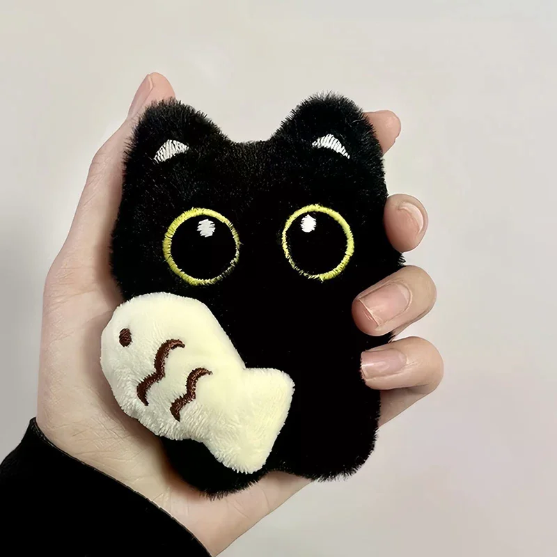 Cute Plush Big Eyed Black Cat Doll Pendant Girl Backpack Doll Pendants Couple Bag Keychain Phone Charms Bag Pendant Accessories