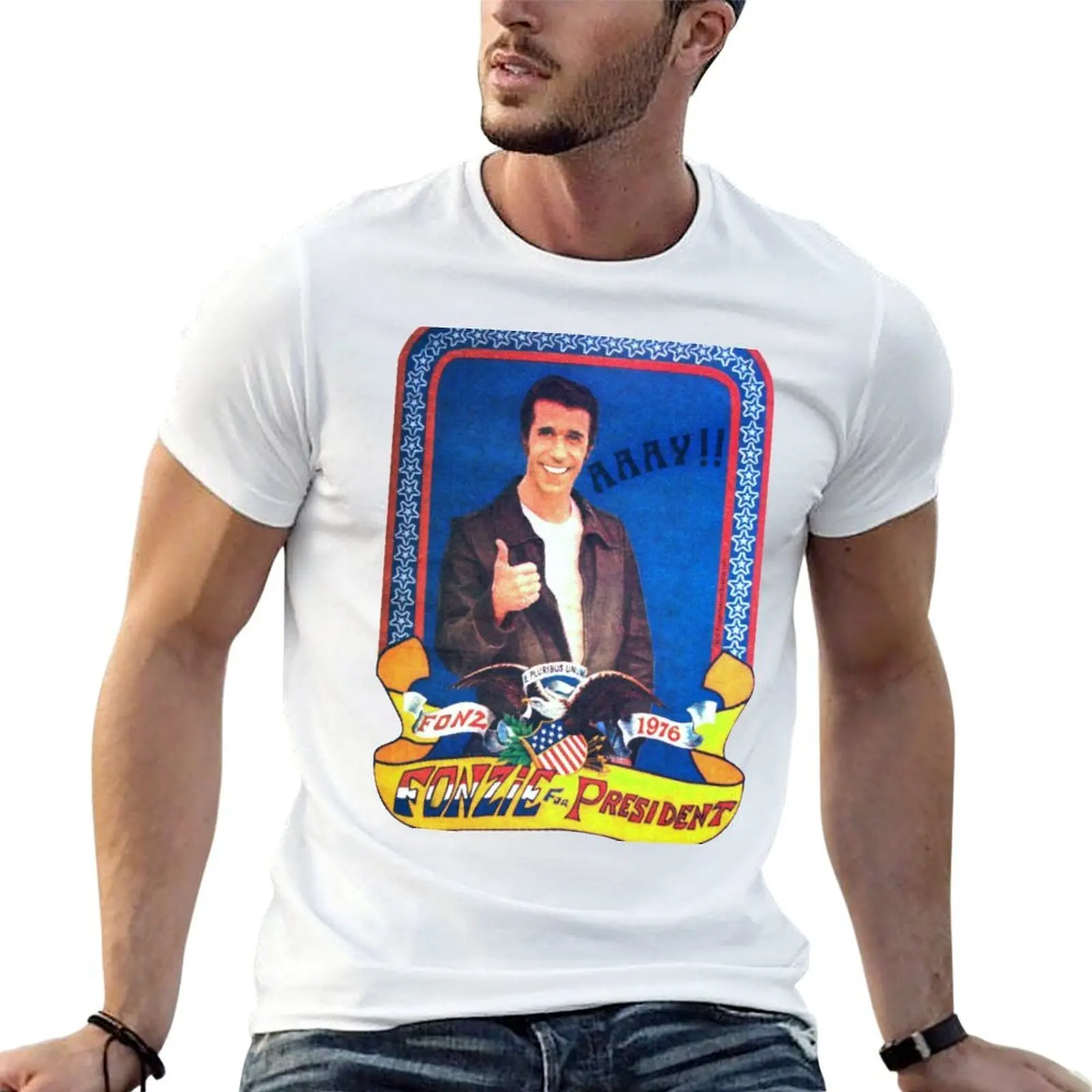 Fonzie for President T-Shirt t shirts designer man t shirts graphic man t shirts cotton T-shirt