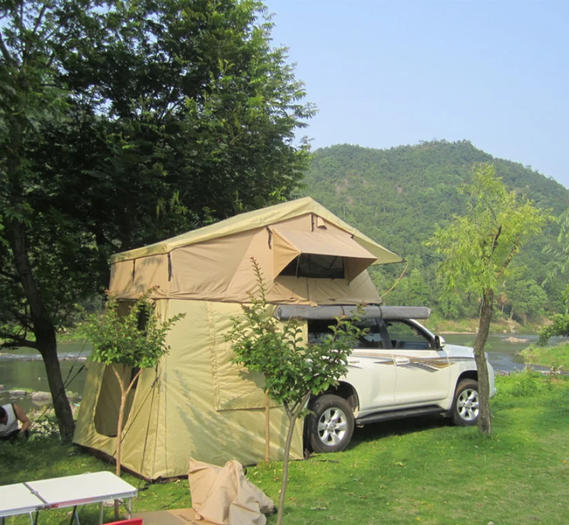 Good quality cheap price outdoor camping canvas car roof top tent camper for sale